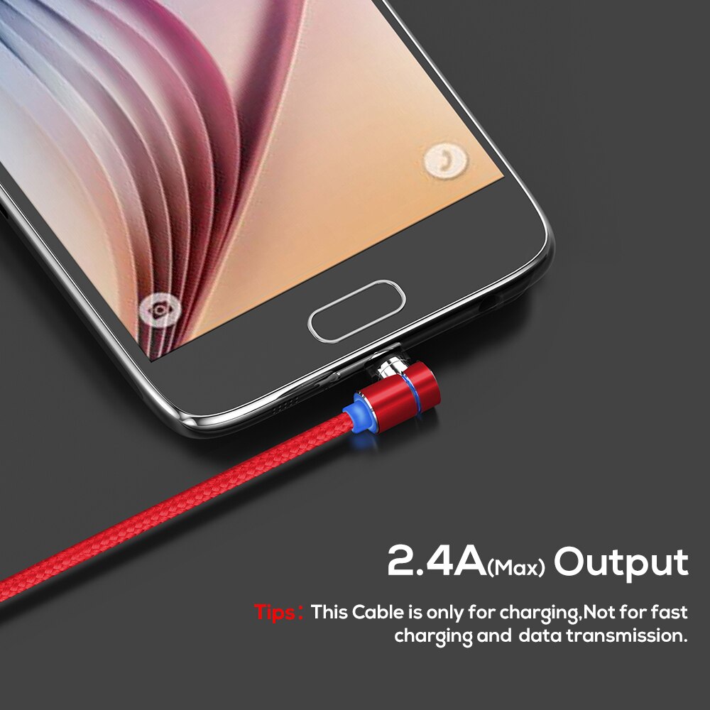 Topk AM30 Magnetische Oplaadkabel, 90 Graden Led Kabel Voor Iphone 11X8 7 6 Plus & Micro Usb Kabel & Usb Type-C Usb C Kabel