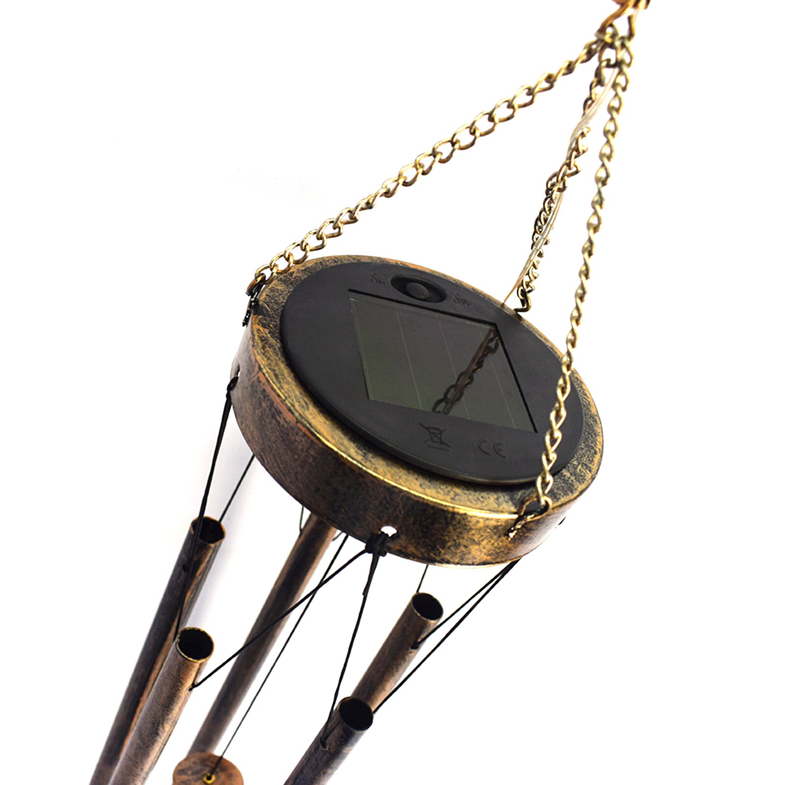 Solar Moon Sun Wind Chimes Garden LED Light Wind Chime Garden Iron Hollow Hanging Decoration Perfect