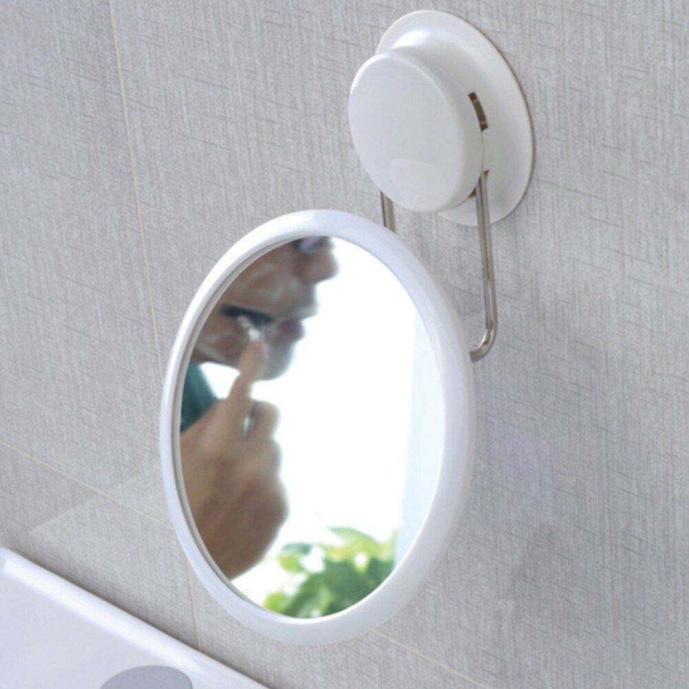 Suction Cup Bath Mirror Cosmetic Easy Install Modern Practical White Powerful Stainless Steel 360 Rotation Detachable Toilet