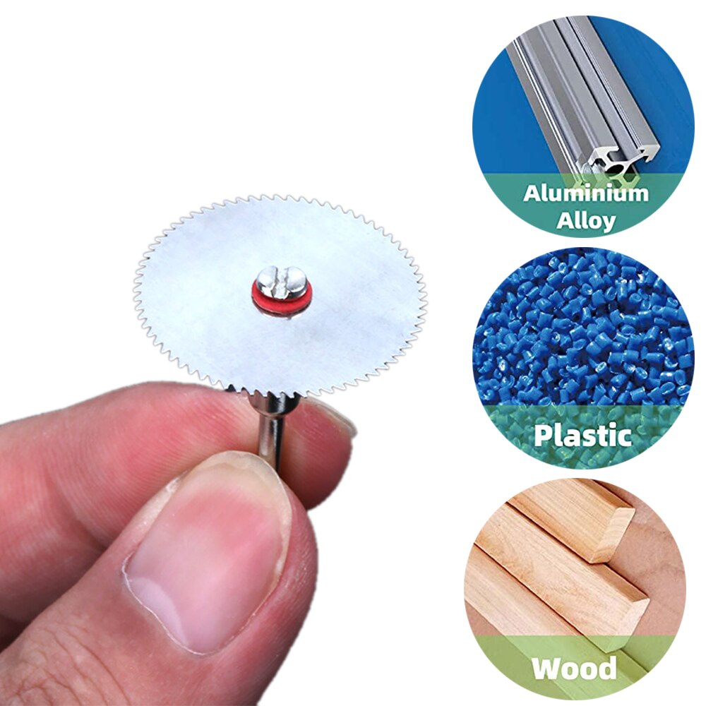 Stainless Steel Slice Metal Mini Circular Saw Blade Set with Mandrel Wood Cutting Disc for Dremel Rotary Tools Wood Cutter Wheel