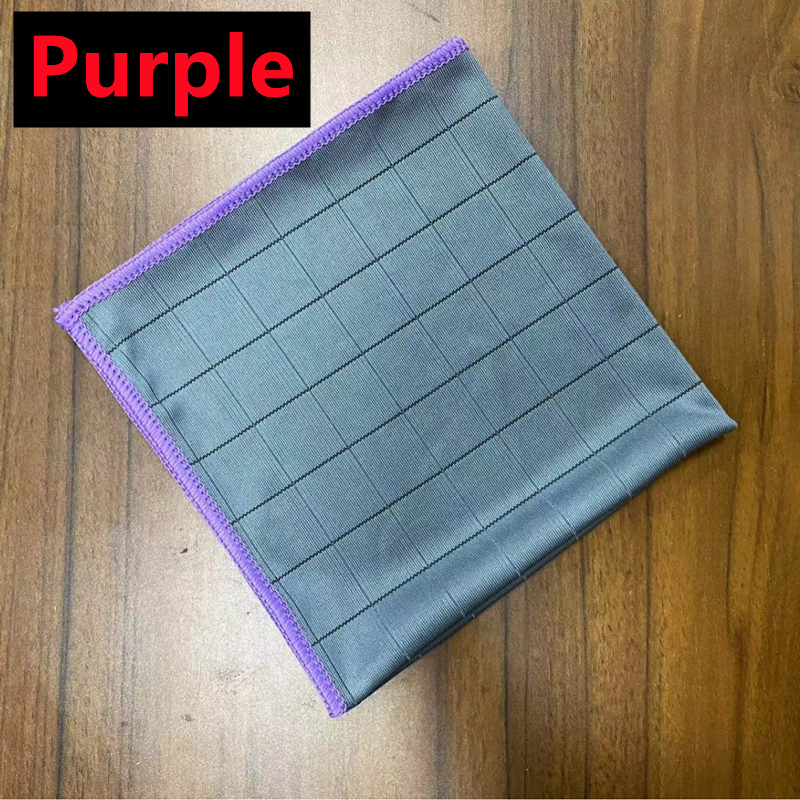 Mikrofaser-Reinigungstuch aus Kohlefaser, wiederverwendbar, für die Küche, Geschirrtuch, Glasfenster, Polieren, Streifenfrei, Miracle, leicht zu reinigender Lappen: Lila / 2pcs