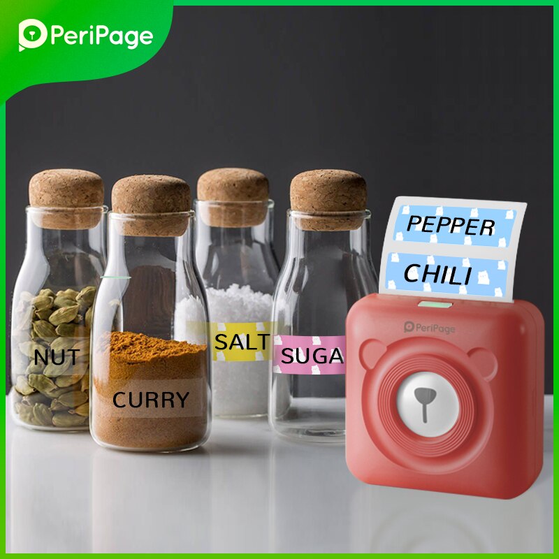 PeriPage Red Ink-free Portable Thermal Photo Printer Mini Label Printer Mobile Android iOS Phone 2&#39;&#39; Pocket Bluetooth A6 Papeles