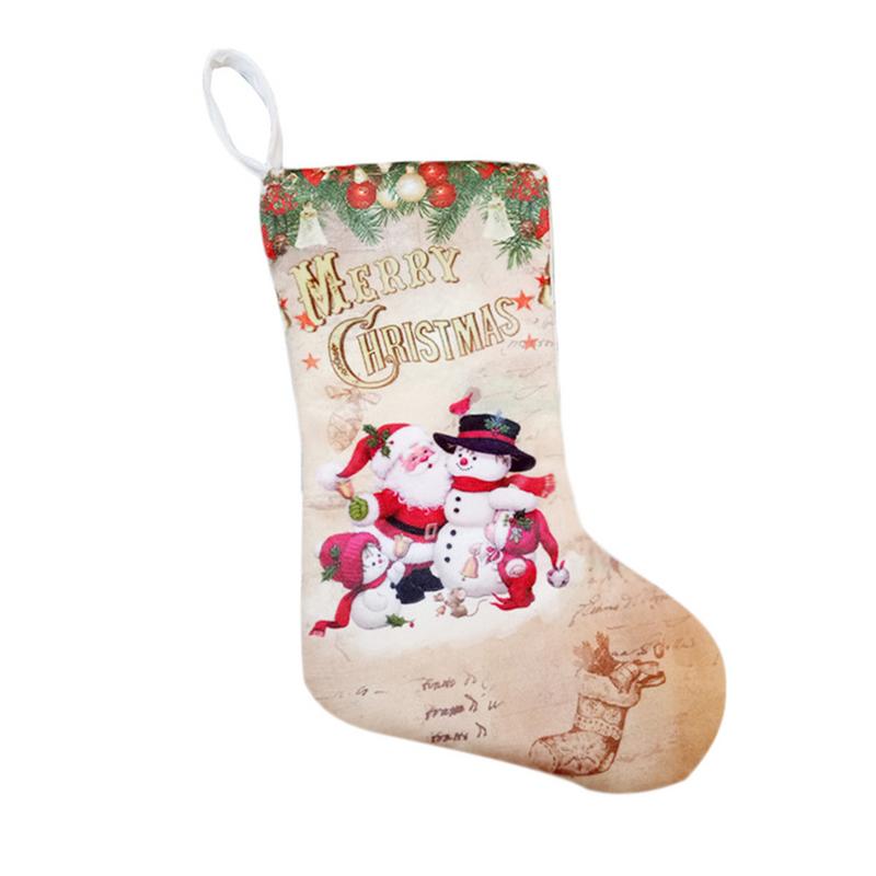 Colgante con calcetines de Navidad, adorno de tela, colgante de botas pequeñas, estampado de patrón de Navidad para , suministros de decoración del hogar, bolsa de: A