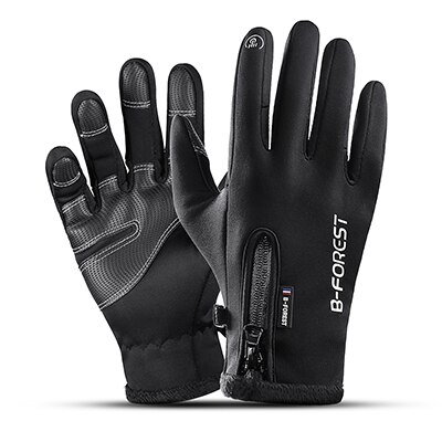 Heren winterhandschoenen herfst winter warm touchscreen winddicht volledige vinger fiets handschoen ski handschoenen: Bk / Xl