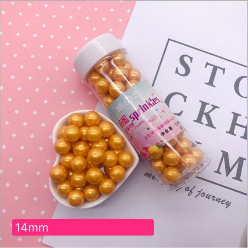10g Kleine Gold Herz Perlen Essbare Perle Fondant Kuchen DIY kuchen Backen Schokolade Dekoration Zucker Süßigkeiten Fimo Tonne: 14mm Perlen
