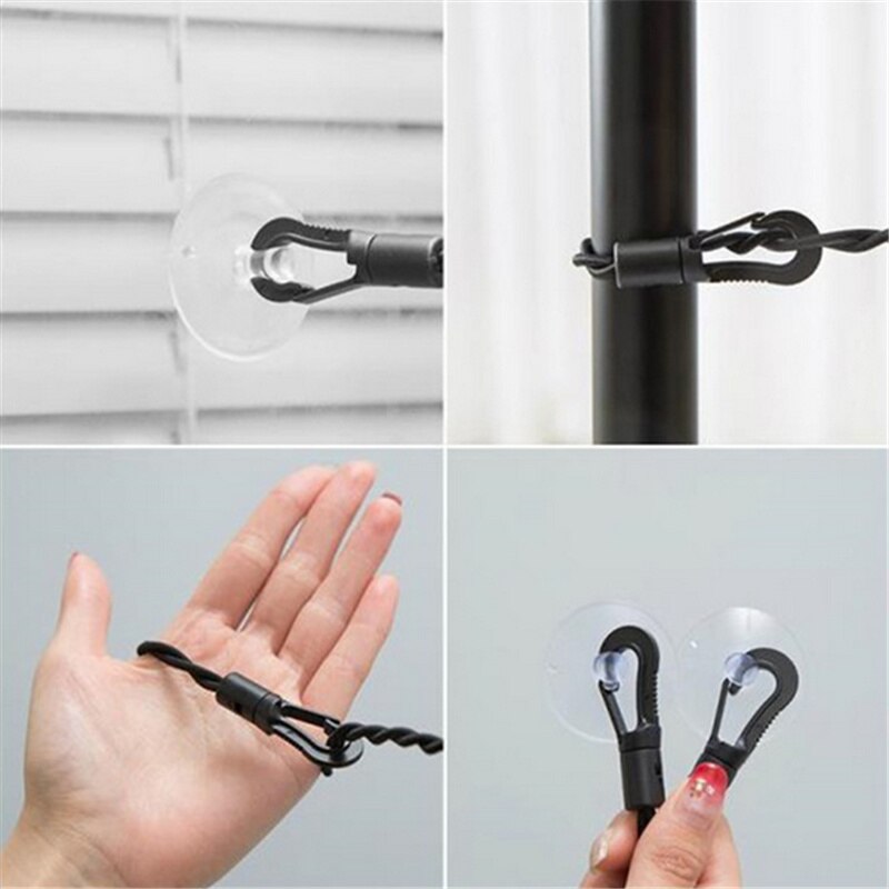 Suction Cup Clothesline Black Clothes Drying Lanyard Balcony Outdoor Camping Non-Slip Windproof Elastic Clothesline