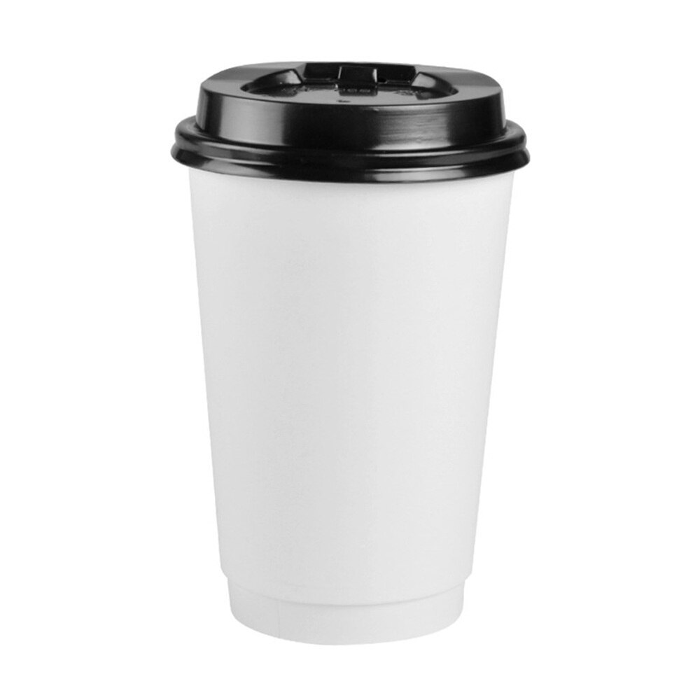 50pcs Disposable Coffee Cups Insulation Takeaway Double-layer Paper Cup with Lid (8oz, 280ml)