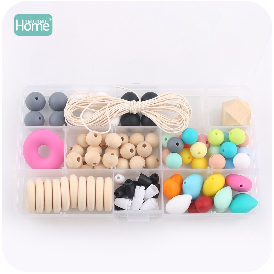 MamimamiHome Siliconen Hout Kralen Verpleging Ketting DIY Tandjes Kit Geometrische Hexagon Hout Kralen Tandjes Kettingen Baby Rammelaar