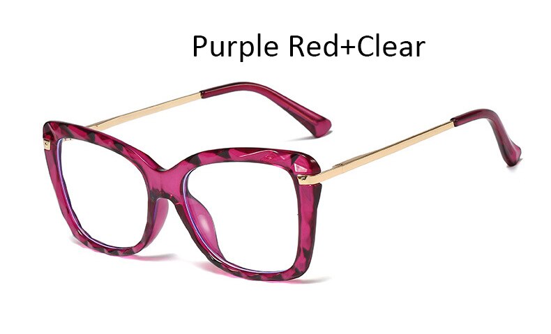 Anti Blauw Licht Bril Transparante Vierkante Optische Computer Bril Vrouwen Blauw Licht Big Frame Clear Cat Eye Vrouwen 'S: Purple Clear