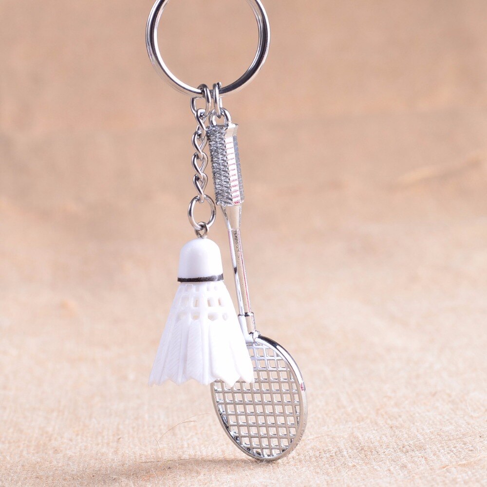 Mini Metal Badminton Racket Key Ring Souvenir Cute Badminton Racquet Ball Key-chain Sports Chain 5 Colors L753OLE