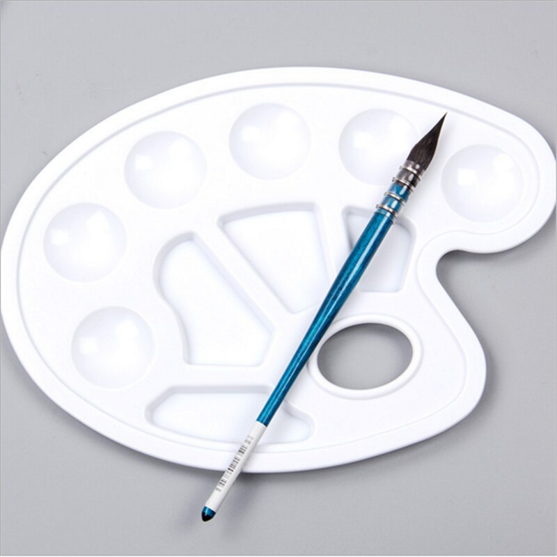 Oval Plastic Palette Art Paint Plastic Drawing Tray Color Palette For Oil Watercolour White Painting Pallet With Thumb Hole