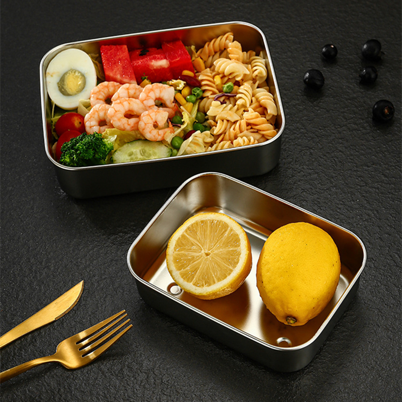 Bandejas de armazenamento de alimentos de aço inoxidável 304 com tampa geladeira mais nítida frutas seladas pan organizador recipiente pratos de cozinha