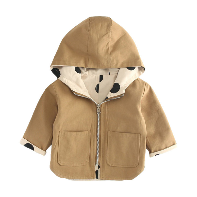 Humor Bear giacca per bambini nuovo autunno manica lunga con cappuccio ragazzi giacca a vento Polka Dot due lati indossare cappotto capispalla bambino