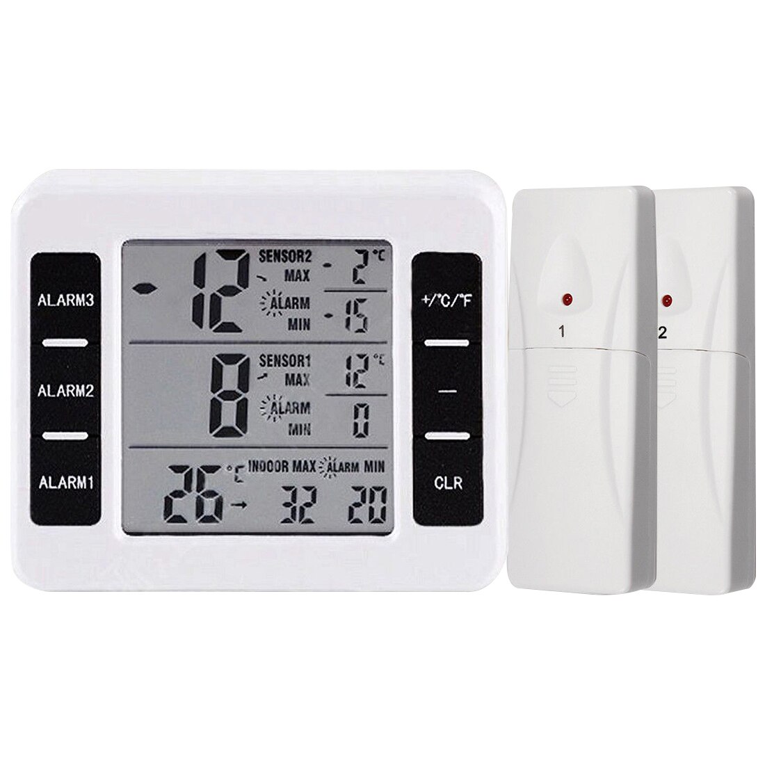 Elektronische Draadloze Koelkast Thermometer Digitale Thermometer Met Afstandsbediening Sensor Min/Max Update Display: One Plus two