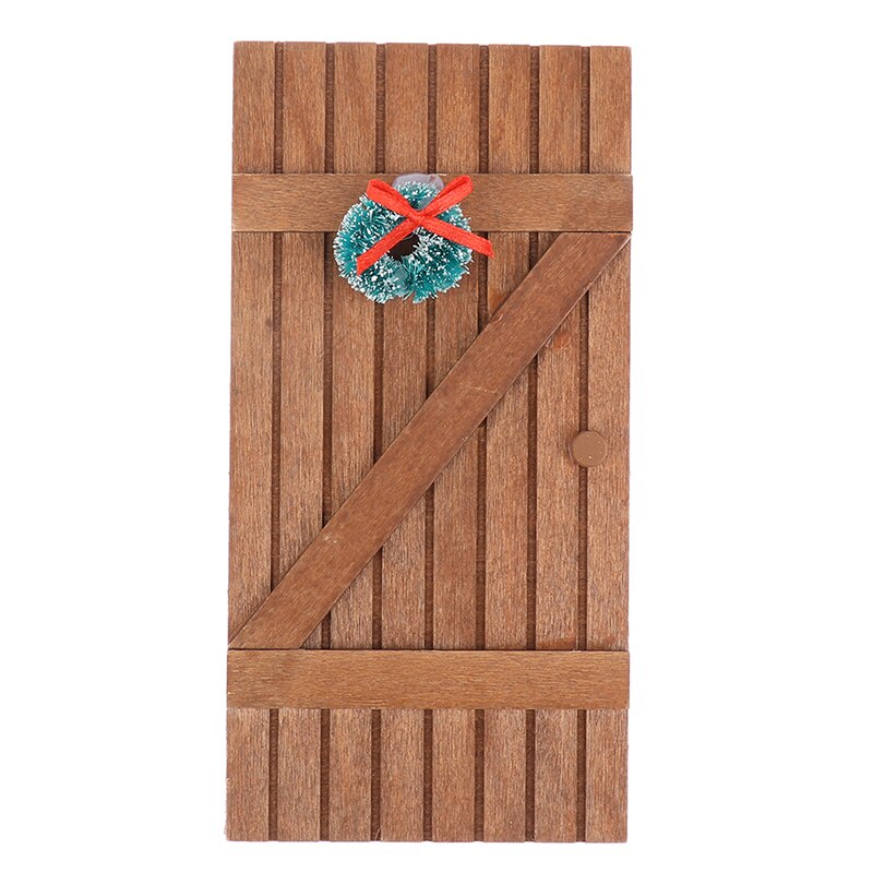 Poppenhuis Houten Deur Met Kerstkrans Externe Deur Poppenhuis Miniatuur Hout 1/12 Schaal Houseworks Diy Accessoires