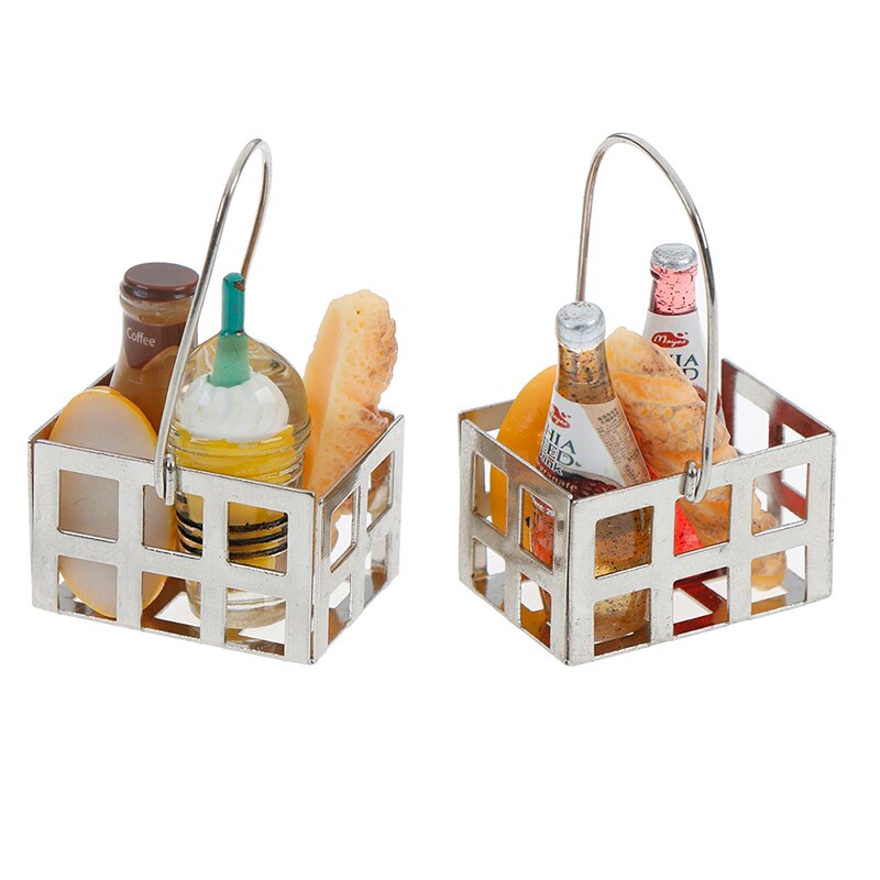 5 stücke 1:12 puppenhaus Miniatur Lebensmittel Spielzeug Dinning Obst Metall Kaffee Wein Brot Milch Korb Lebensmittel Puppe Haus Miniatur zubehör