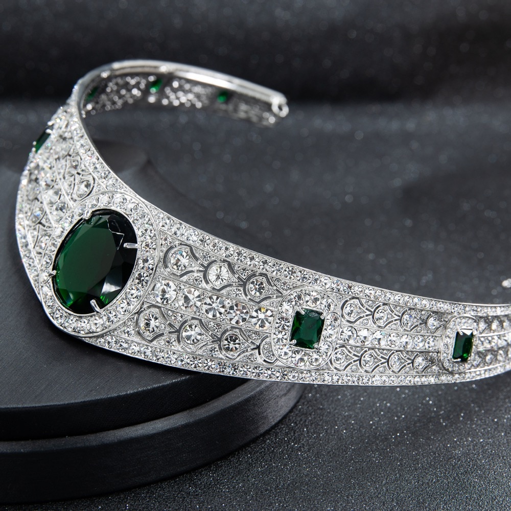 Ægte østrigsk rhinestone cz prinsesse eugenie bryllup brude tiara krone til kvinder tilbehør smykker  hg086a