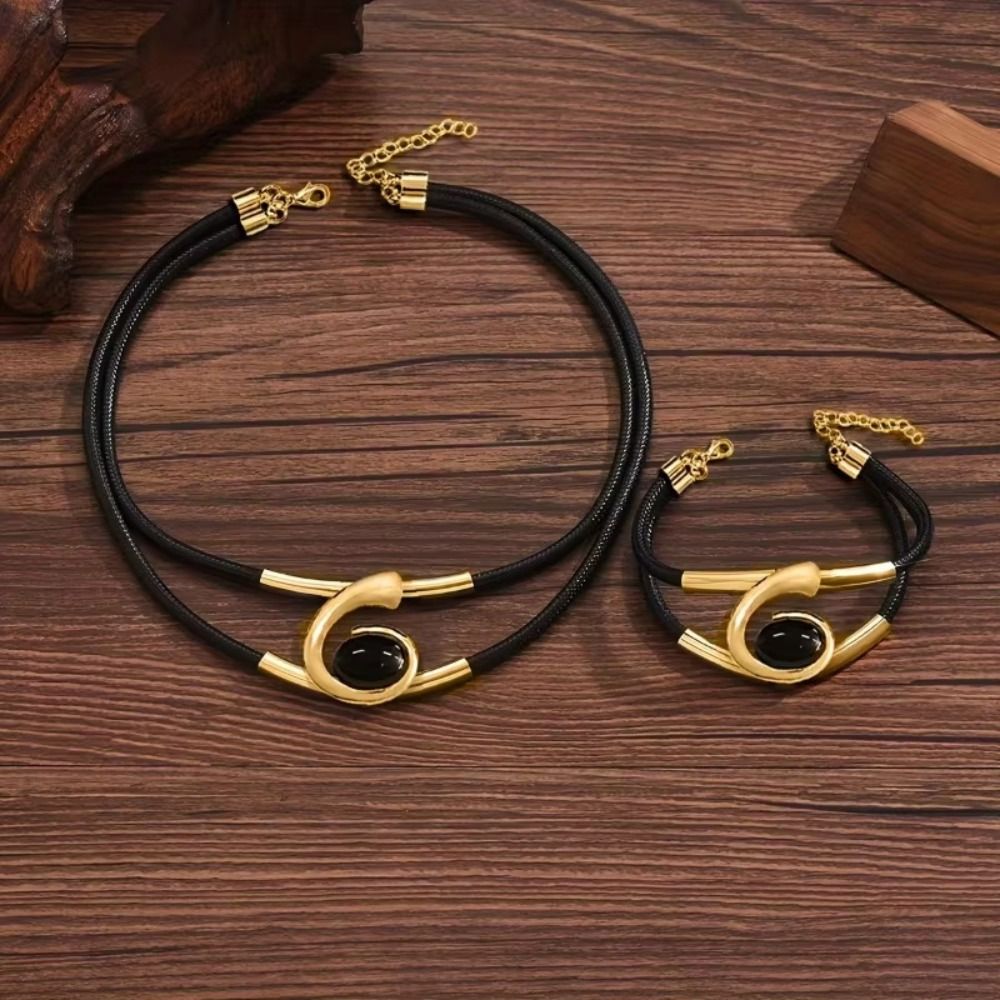Conjunto de 2 uds. De joyería bohemia de en capas Vintage, accesorios de joyería geométrica, colgante, collar, pulsera, conjunto para mujer