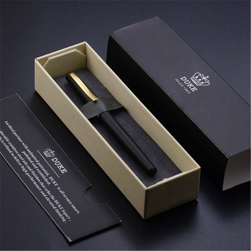 Duke Stalen Vulpen 209 Geavanceerde 22KGP Medium Penpunt 0.5 Mm, mat Zwart Met Gouden Clip Schrijven Pen Voor Kantoor/Inkt Pen