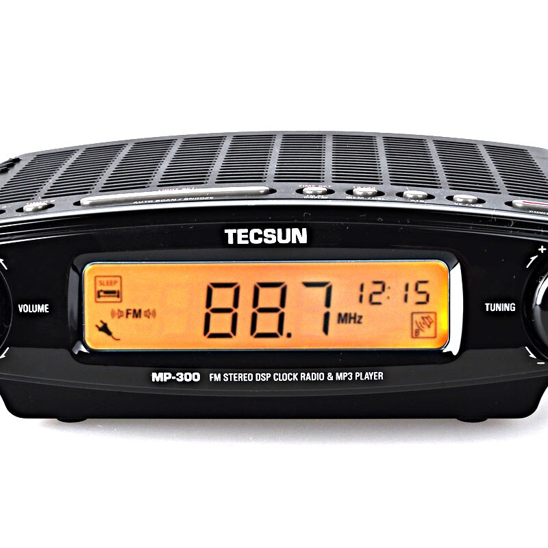 Tecsun Radio MP-300 DSP FM Stereo USB MP3 Player Desktop Clock ATS Alarm Black FM Portable Radio Receiver