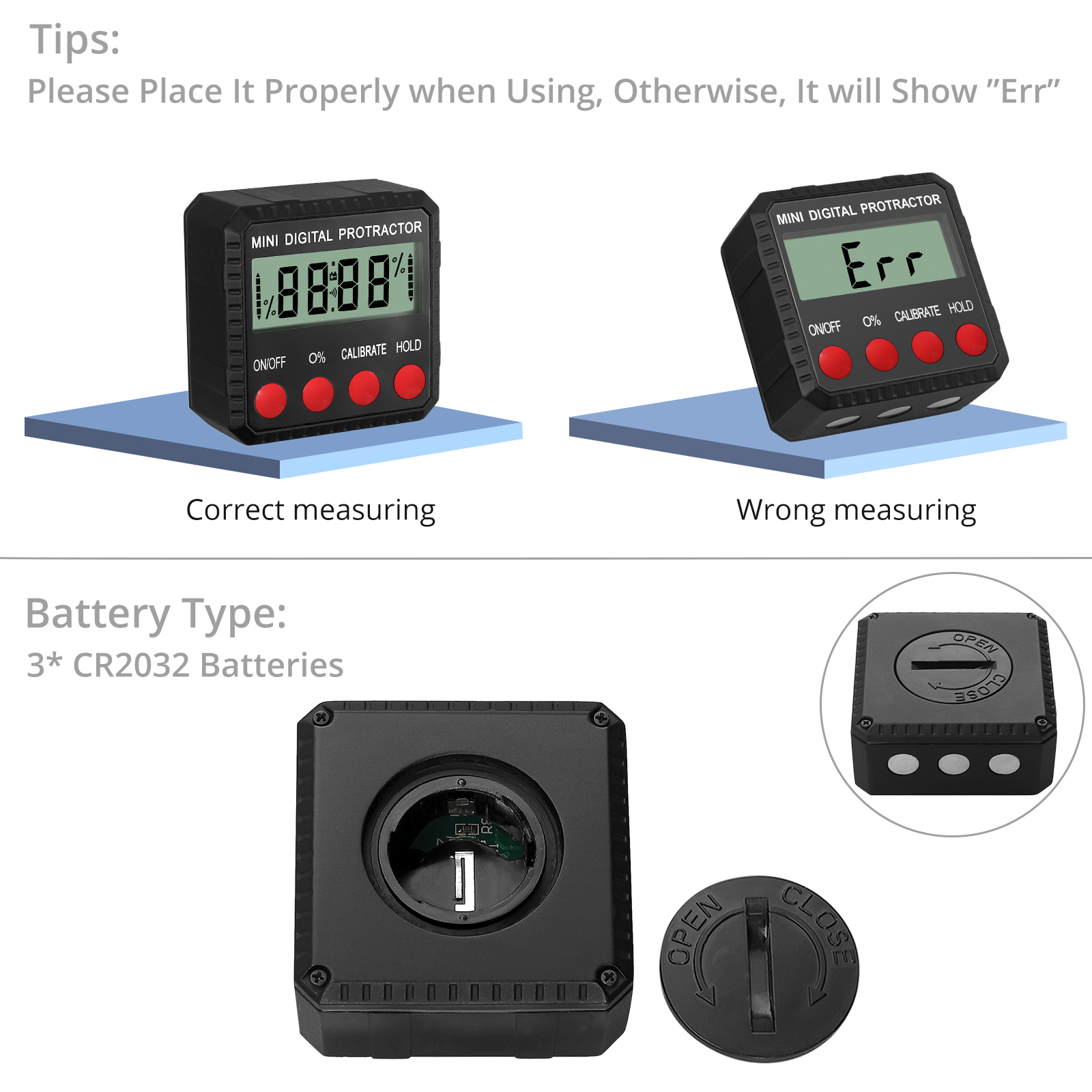 PROSTER Mini Digital Angle Gauge Level Box Protractor Angle Finder Magnetic Digital Inclinometer 360 Degree Measurement Bevel