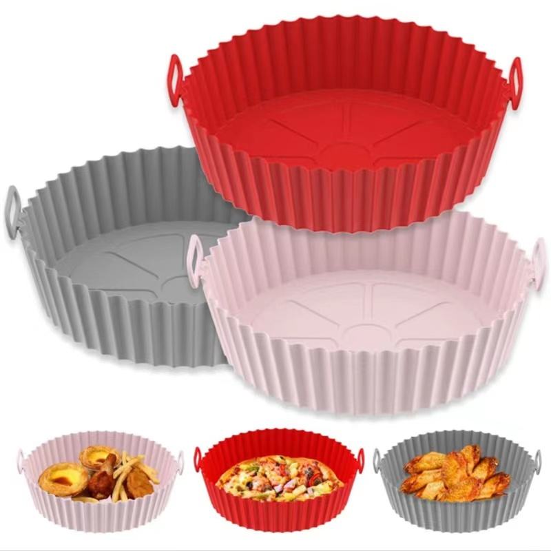 Revestimientos de silicona para freidora de aire, cesta, contenedor reutilizable, accesorios, bandeja para horno, Pizza, pollo frito, molde Protector para hornear, herramienta de cocina