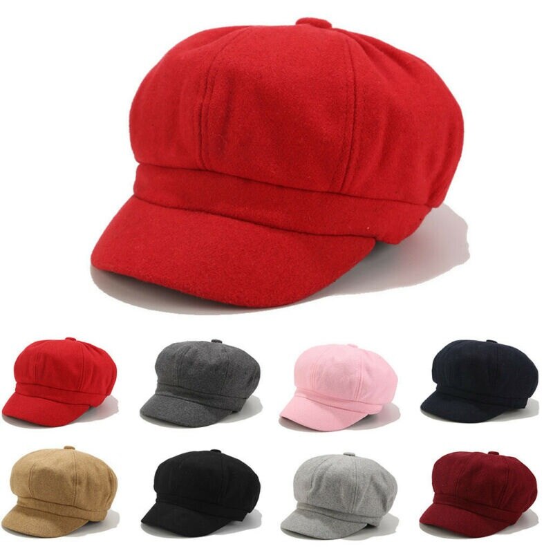 Hatt platt kvinnors flickor nyheter pojke platt keps 8 paneler baker pojke ull blandad damer