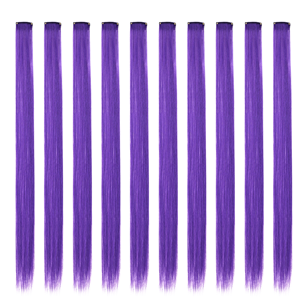 Synthetische 10 Stuks Steil Hair Extensions Clip In Haarstukjes 22 Inch Hightlight Kleurrijk Haar Voor Vrouwen Feest Cosplay