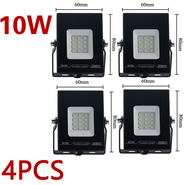 MiNi Spot light 200W 220v Flood Light LED Tempered glass Waterproof IP67 Thinnest Flood Lamp For Square 10W 20W 30W 50W 100W: 10W 4pcs / Cool White