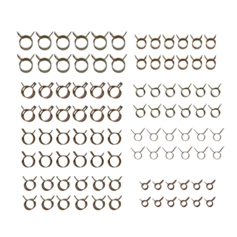 Spring Hose Clamp, 96pcs/8size Fuel/Silicone Vacuum Pipe Low Pressure Air Clip Clamp (12 X Diameter 6mm 8mm 9mm 10mm 11mm 12mm 1