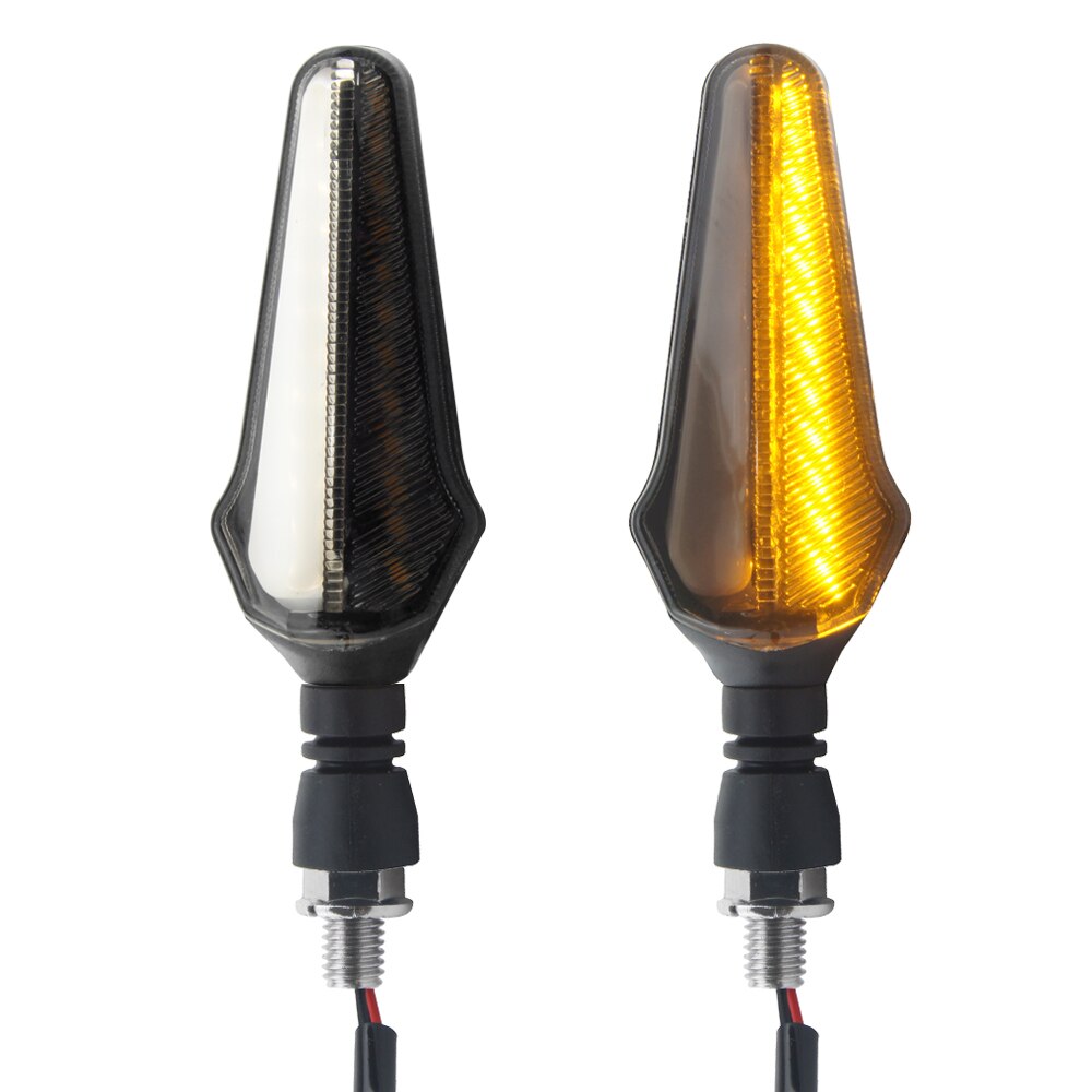 2 Pack Motorcycle Turn Signal LED Strong Light 2 In 1 Low Power Motorcycle Indicator Flow Turn Signal Light Easy Installation:  White Yellow