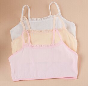 Summer Children's Clothes Girls Bras Sling Cotton Girls Training Bras For Girls Big Kids Girls Underwear Bra 3 Pieces/lot: solid Random Color