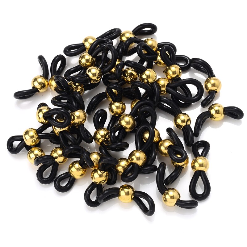 Boucle de retenue de lunettes, 50 pièces, crochet d&#39;oreille, chaîne de lunettes, extrémités de corde, support de cordon, sangle de retenue, Connecto: Black Gold