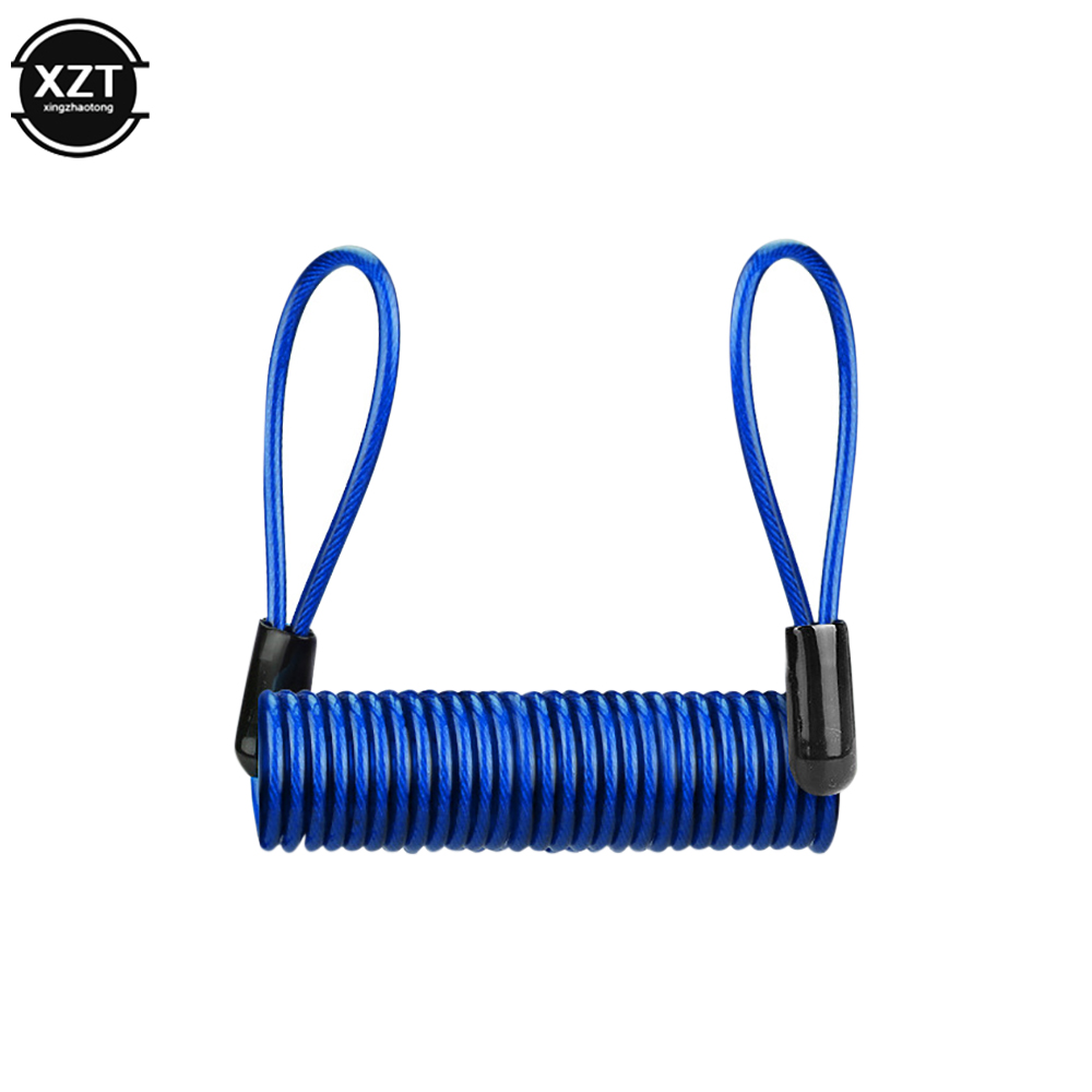 120Cm Alarm Schijf Slot Beveiliging Anti Dief Motorfiets Motorfiets Wiel Rem Alarm Slot & Tas En Herinnering Veer Kabel: Blauw