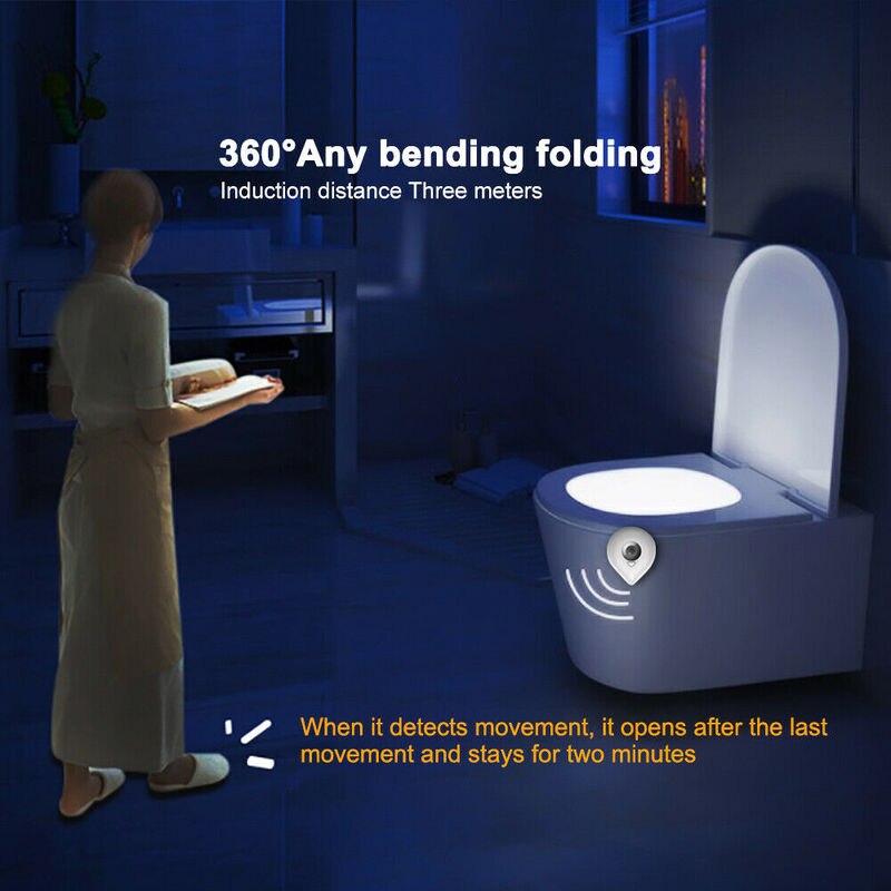 LED Toilet Seat Night Light Motion Sensor WC Licht Real 8 Kleuren Verwisselbare Lamp AAA Batterij Aangedreven Backlight voor Wc kom