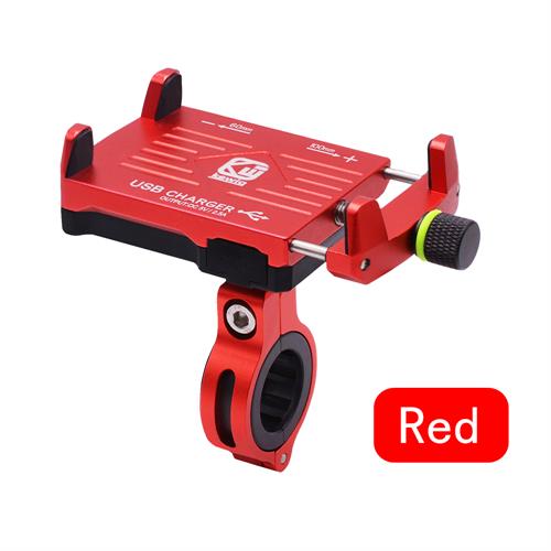 Soporte de teléfono para motocicleta WUPP con cargador de alimentación USB para equipos de Moto de 4,5-6,2 ", accesorios de motocicleta: RED