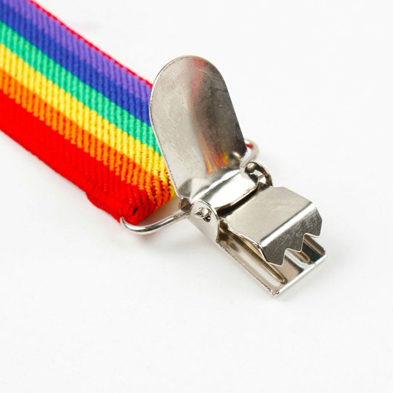 Bunte Gestreiften Band Regenbogen Lätzchen Hosen Riemen Clip Erwachsene unisex Hosenträger Schnalle Verstellbar Schulter Gürtel