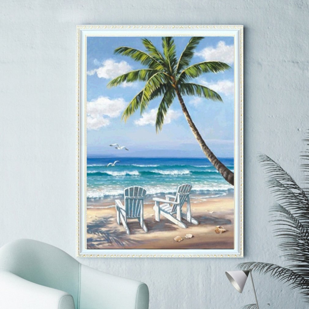 Seaside scenery Full diamond painting kit DIY diamond digital rhinestone painting kit for adults and children