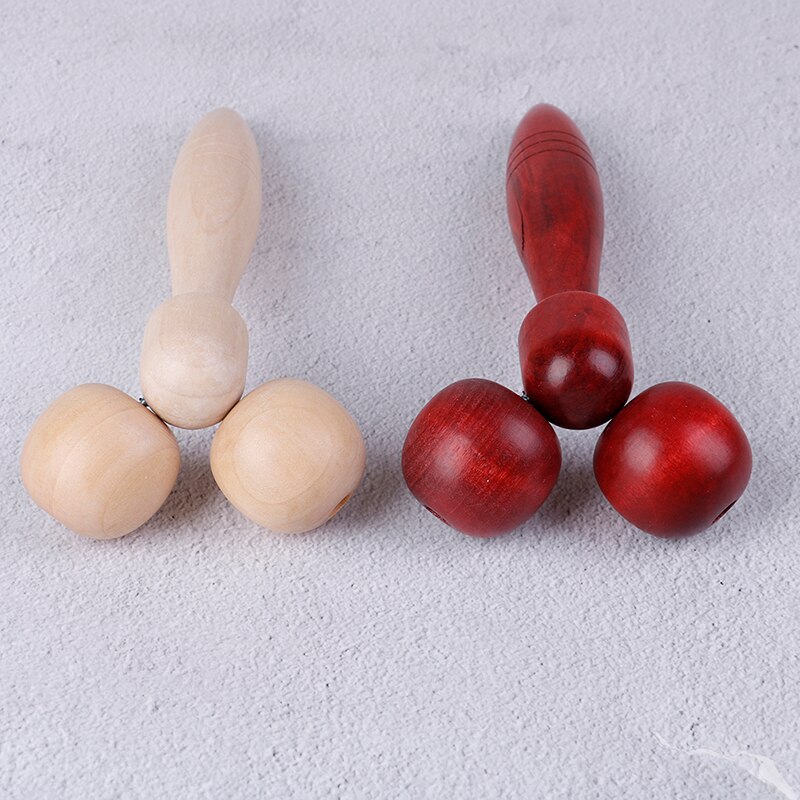 Rodillo de madera para estiramiento facial, masajeador relajante para cuello y barbilla, herramientas de adelgazamiento, Color madera primario