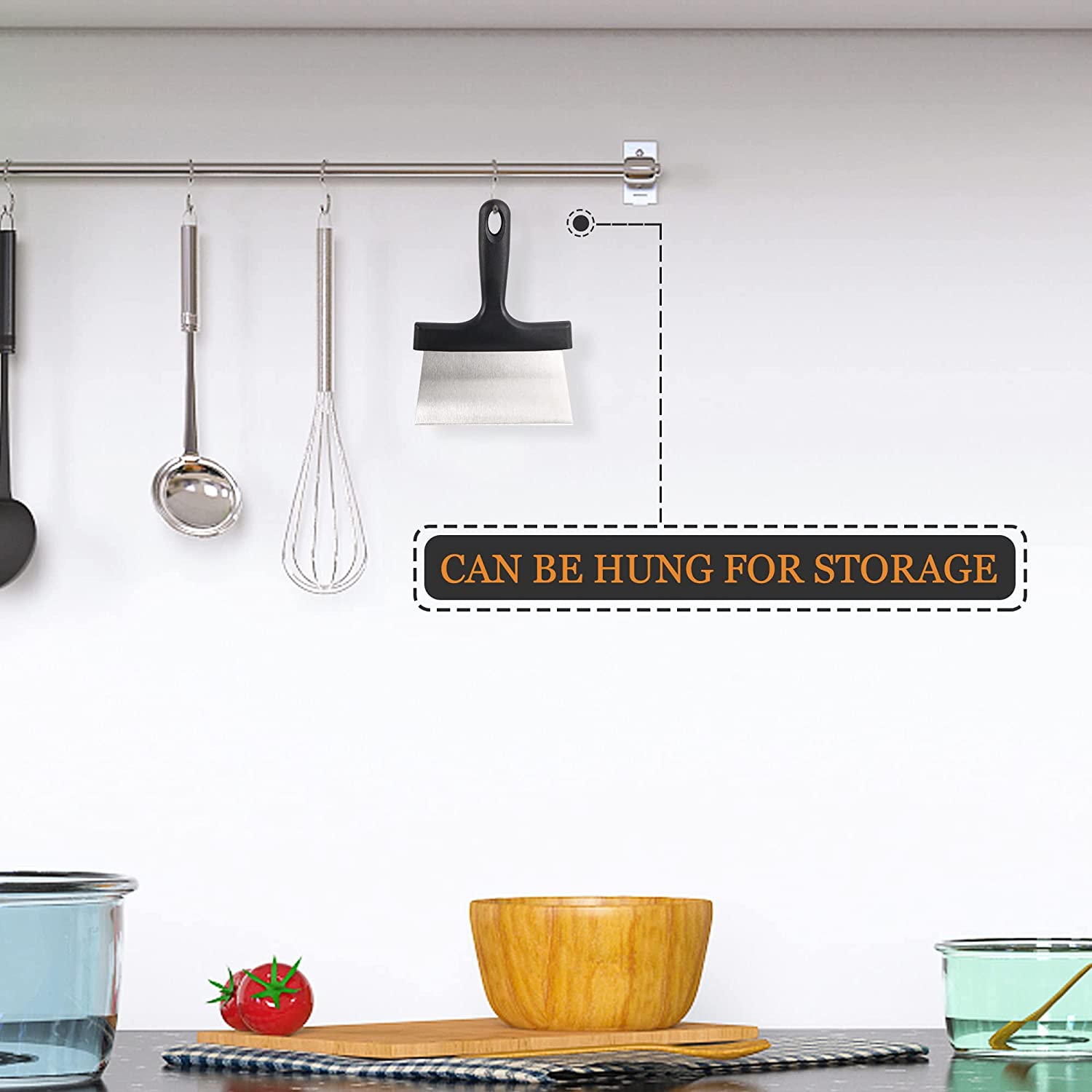 PizzAtHome Grill Scraper 6.4 Inch Stainless Steel Griddle Scraper Teppanyaki BBQ Blackstone Griddle Versatile Food Scraper