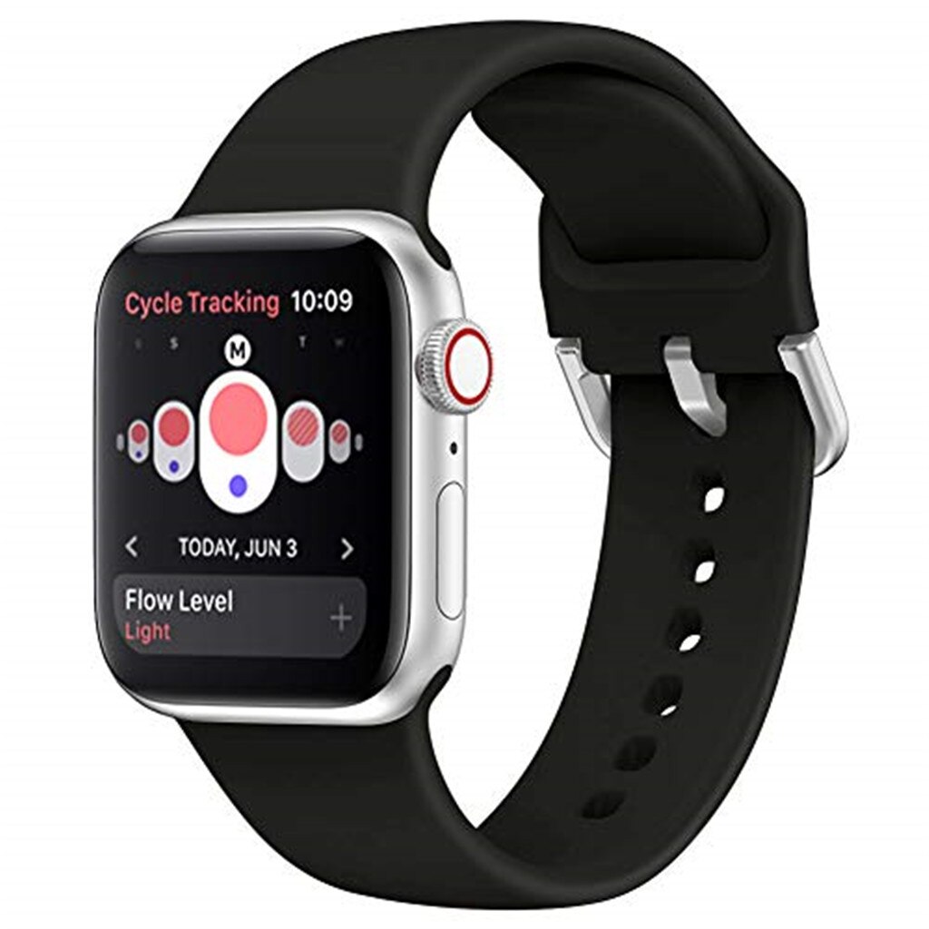 Yayuu Sport Zachte Siliconen Band voor Apple Horloge Serie 4/3/2/1 Band voor horloge 38/42/40/44mm armband horlogeband pulseira: Black