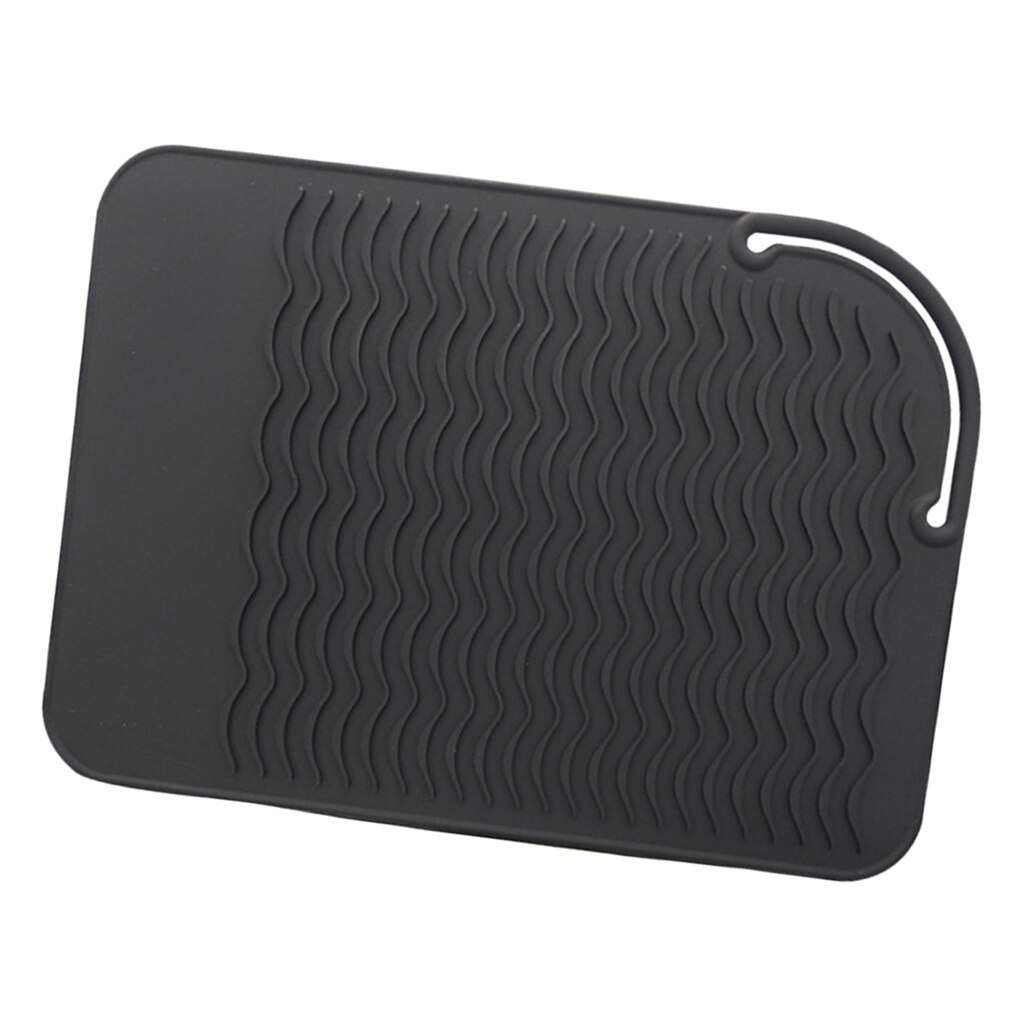 Hair Irons Hair Straightener Heat Proof Mat Hair Drier Non-Slip Pad Large Silicone Heat Proof Mat Soft Heat-resistant Mat: Black