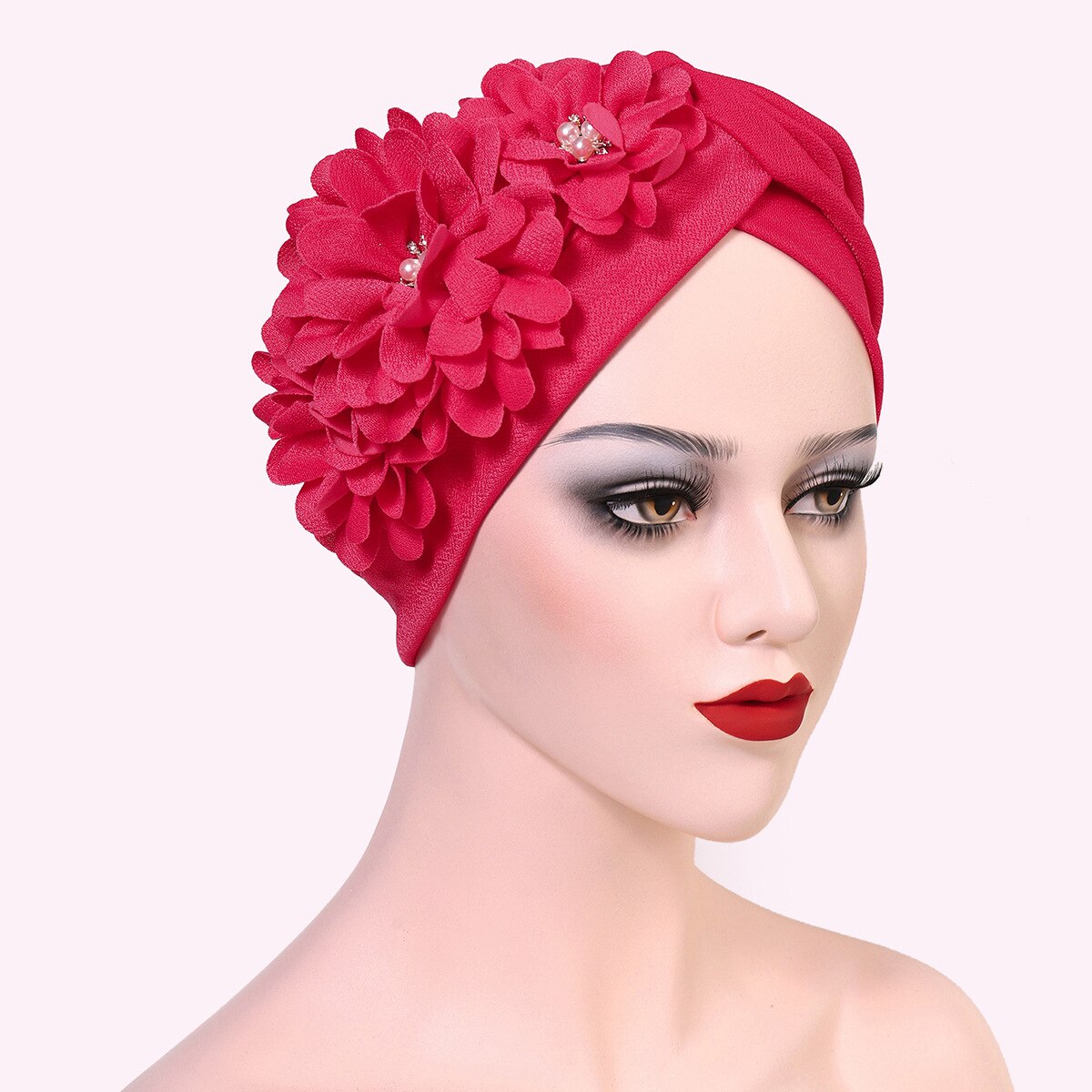Turbante africano de flores y plumas para Mujer, gorro de , pañuelo musulmán para la cabeza, gorros para de boda, Turbante Autogele para Mujer: red