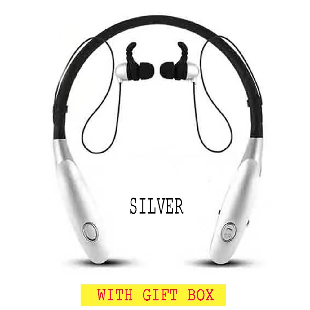 Auricolare Bluetooth 34Hr Cuffie Senza Fili In Esecuzione Sport Suono Basso Auricolare Con Microfono Per Il Iphone Xiaomi Auricolari: SILVER GIFT BOX