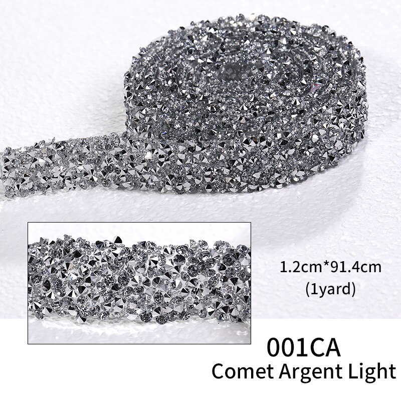 1 Yard Pasteable Strass Lint Zelf Garenloos Diamant Lint Lijm Op Diy Ambachten Telefoon Patches Applicaties Glitter Versieringen: Comet Argent light