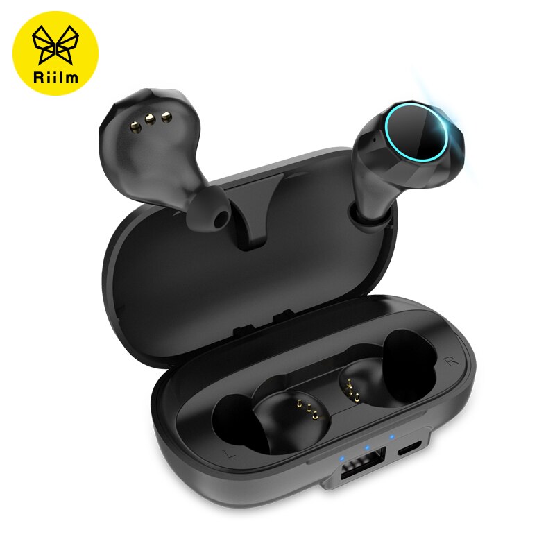 Riilm echte draadloze stereo oortelefoon draadloze 3D stereo Bluetooth oordopjes en power bank met Microfoon handsfree bellen