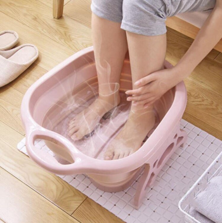 Bañera plegable portátil para pies y pedicura, Cubo de viaje con 4 bolas de masaje, Spa para pies