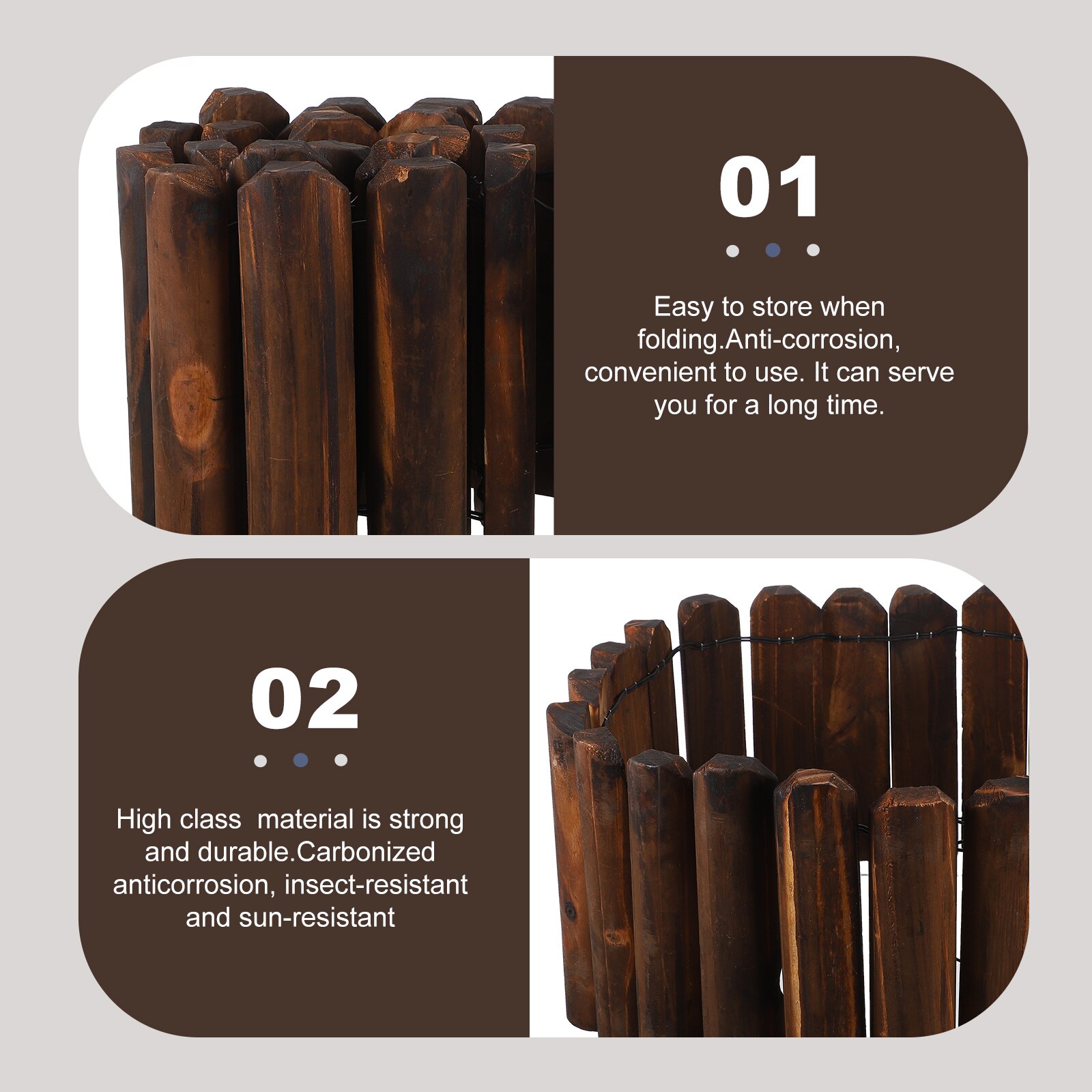 Garden Wood Fence Outdoor Yard Fence Natural Fence Lawn Fence Garden Supply