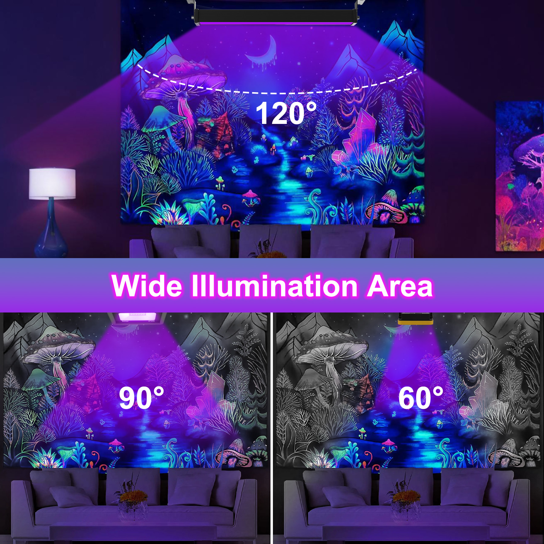 1/2 stücke 60leds UV Flutlicht 400-405nm fluor zierende Glühen ultraviolettes Schwarzlicht Party Stage Disco LED Hintergrund beleuchtung für Bar DJ