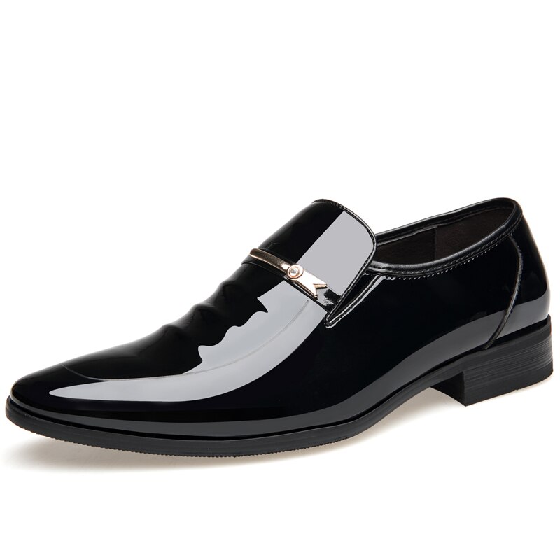 GOXPACER Männer Schuhe Formale Männer lässig Schuhe Spitz Geschäft Schuhe Aufzug Starke Ferse Metall Deko: Schwarz / 9